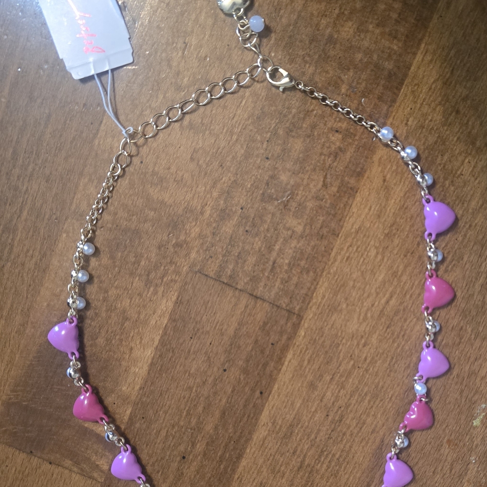 Betsey Johnson Pink and Gold Heart Necklace - Picture 6 of 6